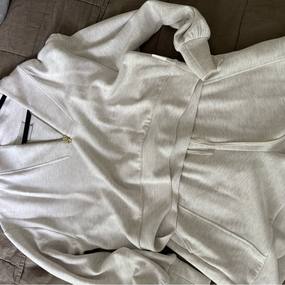 Cream Zip-Up Hoodie and Joggers Set